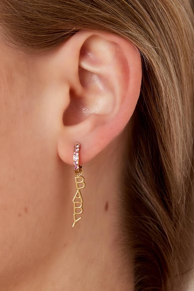 Pendientes bebé - colección #summergirls Color dorado blanco Acero inoxidable h5 Imagen3